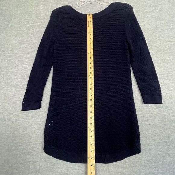 Tommy Hilfiger Open Knit Sweater Womens Small Navy Blue Tunic Crew Fisherman NWT - Picture 7 of 8